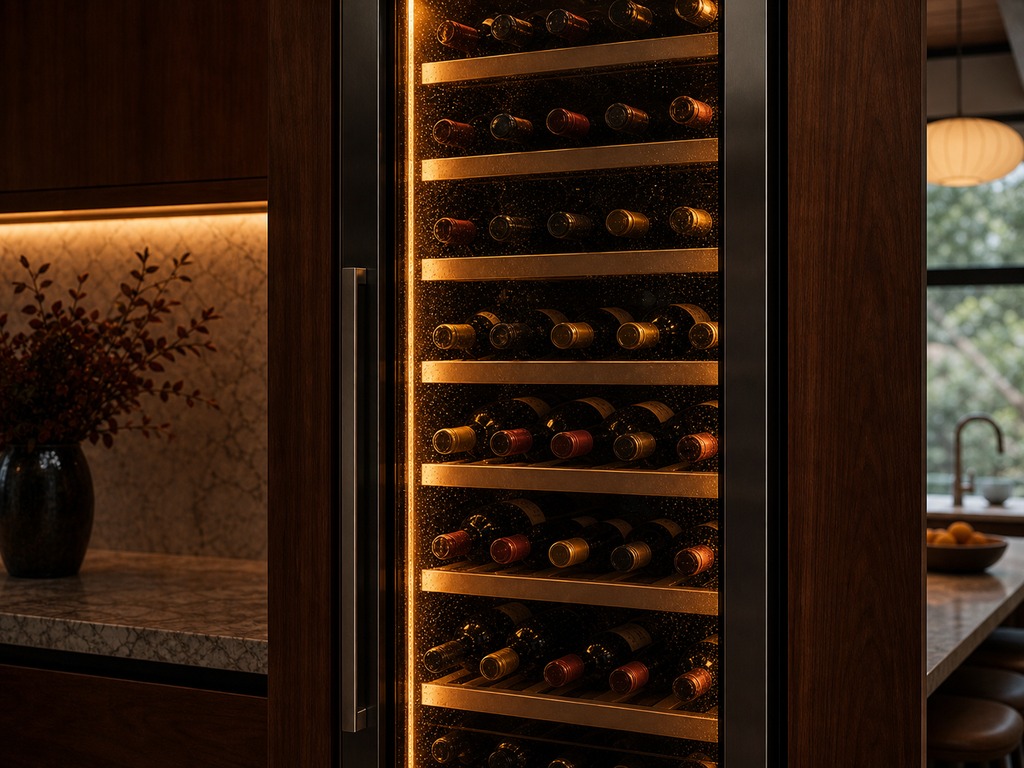 Built-in wine storage column full of bottles in a Mountain View kitchen